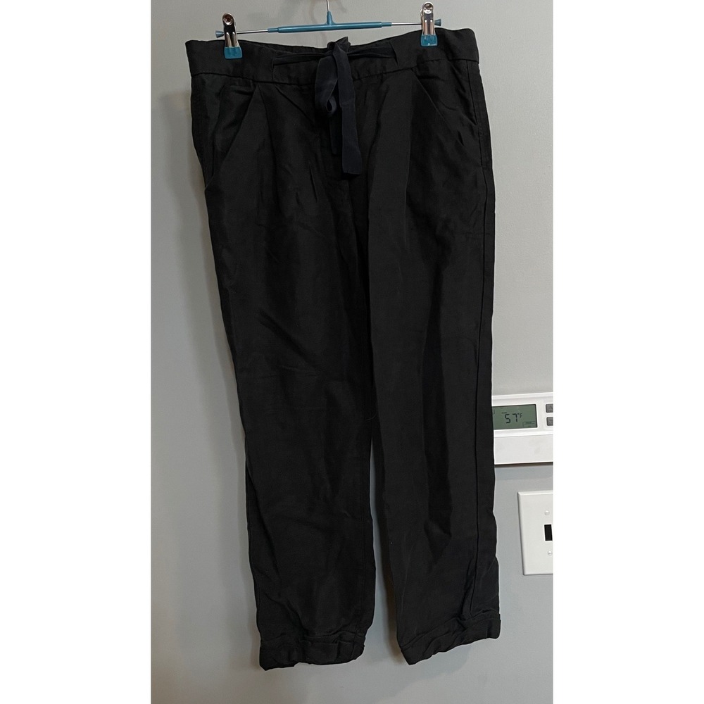 Wilfred Tapered Trousers Womens 6 Black Linen Lyocell Tie Waist Pant 50779
